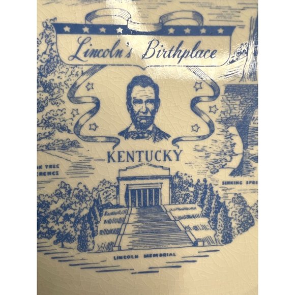 Lincolns Birth Place Kentucky Souvenir Plate  9 Inches Ironstone - Picture 3 of 16